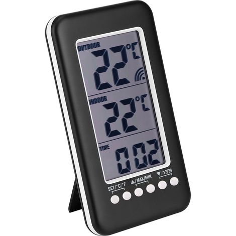 Thermomètre numérique intérieur extérieur sans fil avec horloge et capteur émetteur LCD (1/5)
