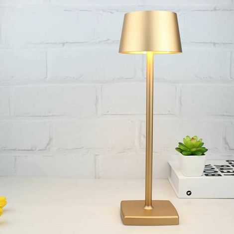 Lampe de Table sans fil rechargeable 5200 mAh, luminaire d'extérieur étanche IP54 dimmable, doré, pour intérieur extérieur restaurant buffet bar café. (1/4)