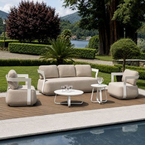 Set da giardino divano e poltrone 5 posti Monaco  Bianco