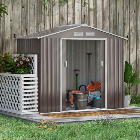 REDOM caseta de jardín (213x130x185 cm), 2 puertas correderas, 4 aberturas de ventilación, acero gris (1/5)