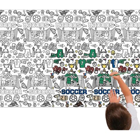 Fußball Tischdecke zum Malen 137x274 cm - Partydeko Kindergeburtstag WM 2026
