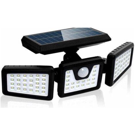 Projecteur Solaire à LED, 70 LEDs Lampe Extérieur Detecteur de Mouvement avec 3 Têtes, Étanche IP67 550LM Spot Solaire Exterieur, BlancFroid 6500K Lumière Solaire Extérieur pour Jardin (1/5)