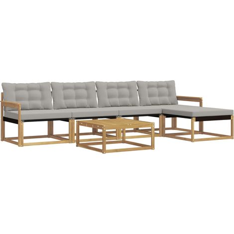 Outdoor Sofa Set 6 pcs White and Light Grey vidaXL (1/5)
