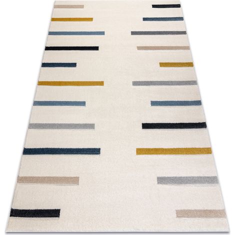 KIDDO carpet 1465 white / light grey, geometric, lines for children, sensory  beige 80x150 cm (1/5)