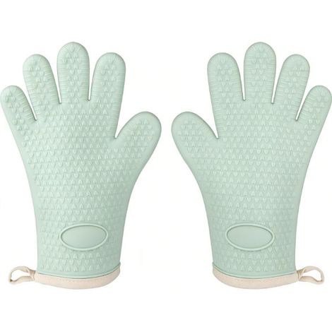 Oven Mitts - Silicone Heat Resistant Up To 230 C - With Fingers And Cotton Lining - For Baking Cooking Grilling - Pair (1/5)