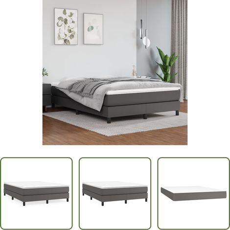 Matratze -  Boxspringbett mit Matratze Grau 140x200 cm Kunstleder (1/5)