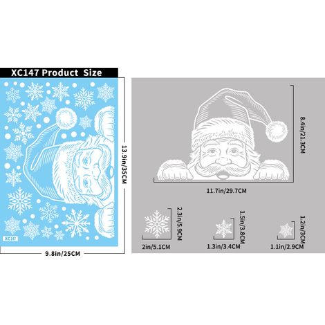 Autocollants de Noël, autocollants blancs pour portes vitrées avec le Père Noël, autocollants statiques flocons de neige et bonhommes de neige, décorations d'hiver pour fenêtres.