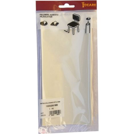 Antiscivolo antivibrazione in gomma 100x200 mm. spessore 2,5 mm. bianco (1/2)