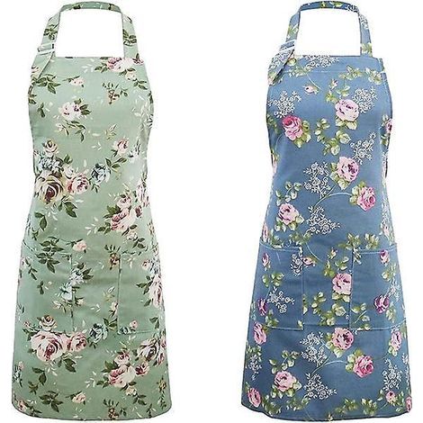 2-Piece Women's Kitchen Aprons, Floral Aprons for Cooking, Baking, and Gardening, Vintage Chef Apron - Gift (1/5)