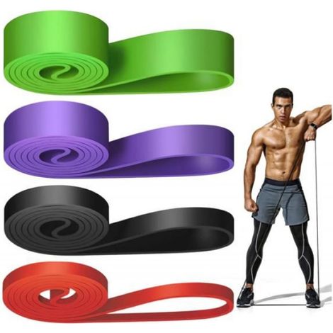 Bande Elastique Musculation (Lot de 4), 4 Niveaux de Résistance Élastique Musculation, Bandes de Résistance Élastique Sport, (1/5)