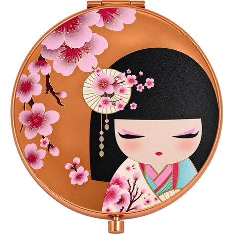 Miroir de poche Sakura fleurs de cerisier double face cuivré (1/3)