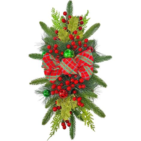 Guirlande De Noël Artificielle - Branches De Pin Réalistes Avec Pommes De Pin Et Baies - Pour Porte D'Entrée Intérieur Extérieur - 2 M (1/5)