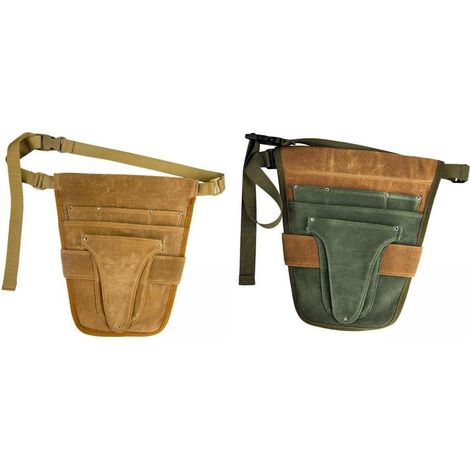 2 ceintures porte-outils de jardin, sacoche coloris marron-vert, vert (1/5)