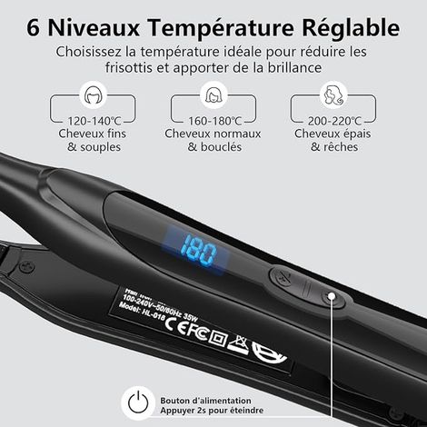 Hair Straightener, Hair Straightener for Women and Men, Dual Voltage with Adjustable Temperature, Automatic Shut-off, 15s Fast Heating (1/4)