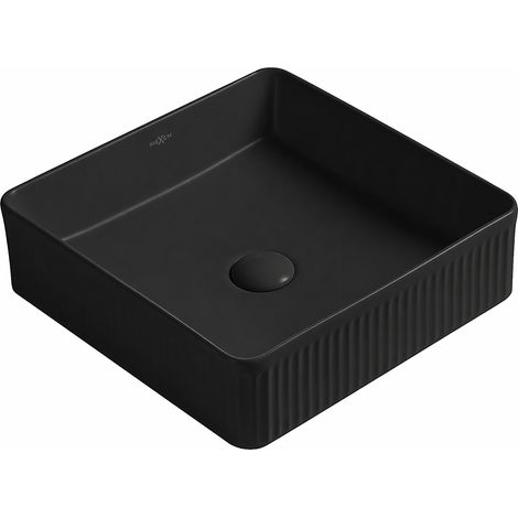 Mexen Grovo lavabo sobre encimera estriado 37 x 37 cm, negro mate - 22303785 (1/2)