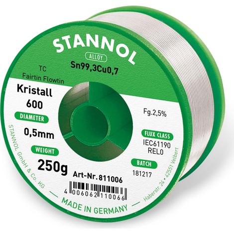 STANNOL Lötzinn Kristall 600 TC, 0,5 mm, 250 g