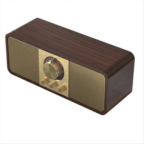 Radio FM Vintage en Bois, Récepteur Portable Hi-Fi sans Fil, Style Rétro, Haut-Parleur Intégré, Appareil de Décoration, Idéal Cadeau (1/5)