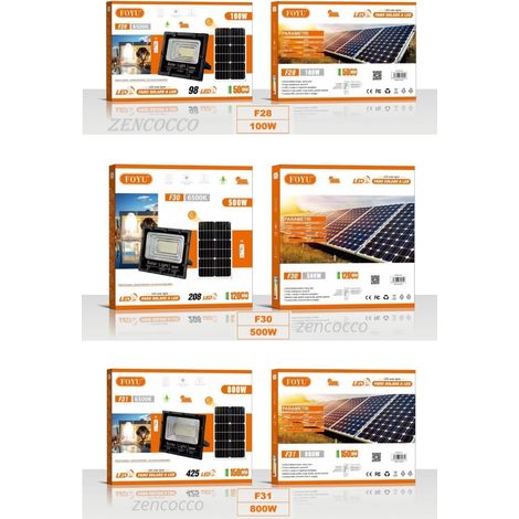 FARO con Pannello Solare LED Sensore Crepuscolare 100W 500W 800W luce 6500k ip67 800 (1/5)