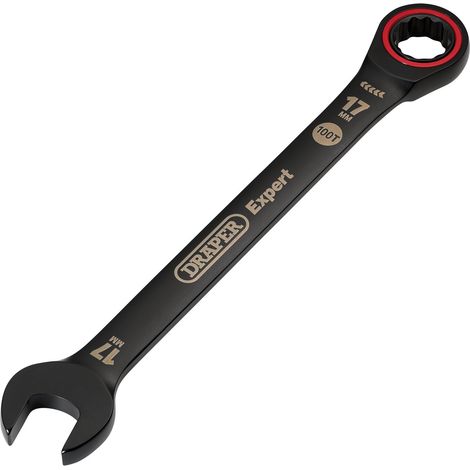 Draper 03890 Draper Expert HI-TORQ Metric Ratchet Combination Spanner, 17mm, Black (1/2)