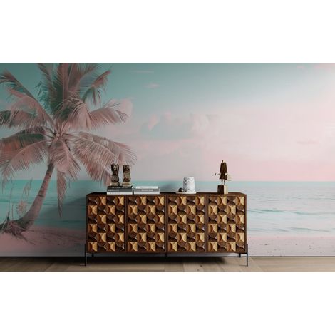 Papier peint tropical – Palmier et barque - 150 x 250 cm (1/2)