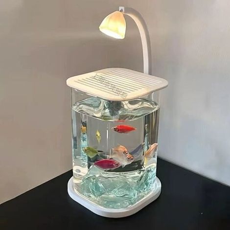 Lampe décorative en verre blanc ultra-fin, petit aquarium Latmans, pour salon ou bureau. (1/5)