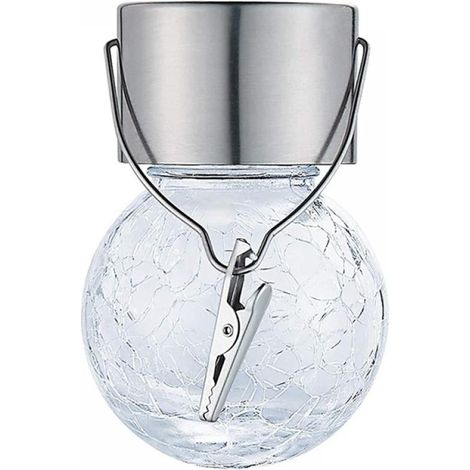 Lampes Suspendues Solaires - Boules LED en Verre Fissuré Étanches - Pour Jardin Cour Terrasse - 1 Pièce (1/5)
