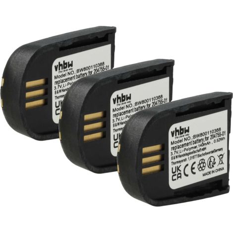 vhbw 3x Batterie compatible avec Plantronics Savi W740-M, W740, W440-M, W440, 86507-01 casque audio, écouteurs sans fil (140mAh, 3,7V, Li-polymère)