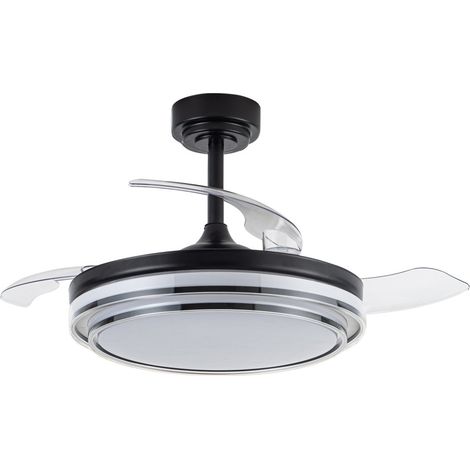 Ventilatore LED pale retrattili Lander Nero 72W 7920Lm CCT (1/5)