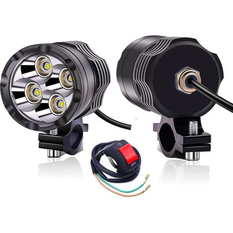 Phare Moto Feux Additionnels LED,40W Ronde LEDs Phares Avant Moto Anti Brouillard Projecteur Phares supplémentaires 12V 24V 3600LM avec interrupteur pour Truck Off Road 4X4 ATV 2Pcs (1/5)