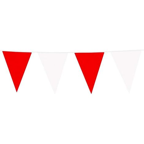 Guirlande De Fanions - 10 M - Plastique Rouge Et Blanc - 20x30 Cm - Résistante Intempéries - Intérieur Extérieur (1/5)