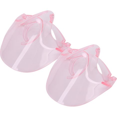 Lot de 2 Écrans Faciaux Transparents Anti-Poussière Anti-Éclaboussures pour Oreilles, Protection Respiratoire Rouge, Couvre-Visage Réutilisable (1/5)