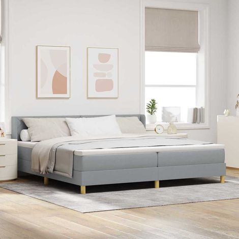 Boxspringbett mit Matratze Hellgrau 200 x 200 cm Stoff (1/5)