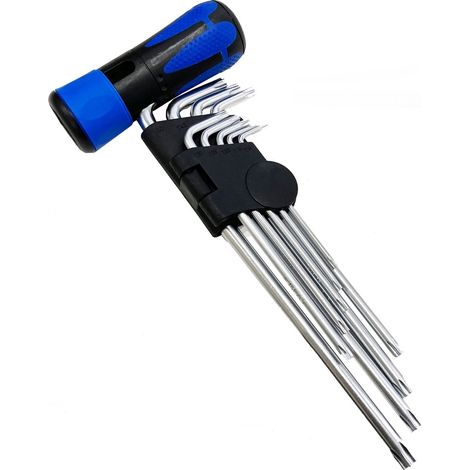 JOMAFA Juego de llaves torx inviolable en L con estuche y mango, 9 piezas T10 a T50 (1/5)