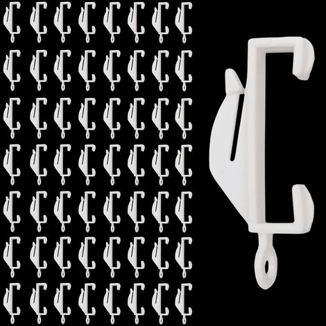 CCYKXA (White) Curtain Track Glides, Curtain Hooks, 50 Pcs Plastic Curtain Hooks, Curtain Track Glides for Hanging and Moving Shower Curtain, Window Curtain, Door Curtain Track Hooks (1/5)
