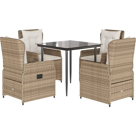 Set da Pranzo da Giardino 5 pz con Cuscini Beige in Polyrattan vidaXL (1/5)