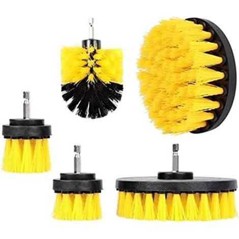 SET 5 SPAZZOLE CON SETOLE SINTETICHE CON ATTACCO DA 1/4 PER TRAPANO E AVVITATORE (1/5)