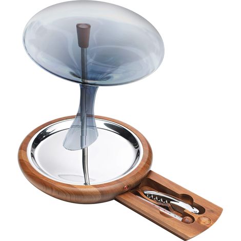 Decanter Vino con Base e Accessori in Legno e Acciaio Alexander (1/2)