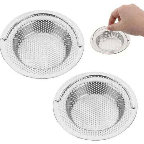 2PCS Filtre à évier de Cuisine en Acier Inoxydable - Diamètre Extérieur 11 cm x Hauteur 3 cm - Anti-Obstruction, Résistant à la Rouille, Poignée Relevable (1/5)