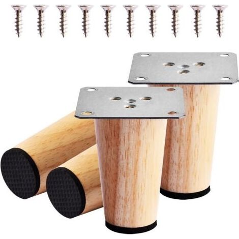 Lot de 4 Pieds de Canapé en bois massif,Pieds de Meubles pour Armoire Lit Reliable,Jambes Canapé en bois (1/5)