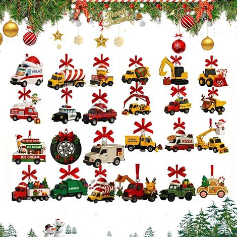 Jouet Calendrier De L'Avent De Noël  Calendrier De L'Avent Avec 24 Ornements Camion - 2D Acrylique Décor Festif de Collection  pour Garçons Filles Adolescents (1/5)