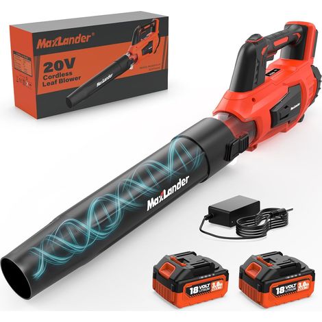 Souffleur de feuilles électrique sans fil et aspirateur avec 2 batteries de 3,0 Ah et chargeur, 350 CFM et 160 km/h, et 2 modes de vitesse, pour le nettoyage de terrasse, l'entretien de la (1/5)