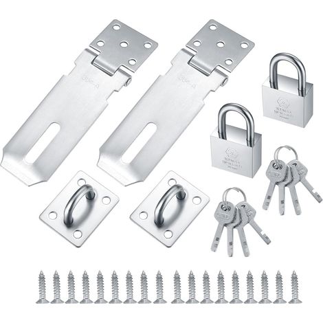2 Moraillon,Cadenas,Acier Inoxydable,Verrouillage 90°,Loquet Porte,Jardin Garage Salle de Bain (1/5)