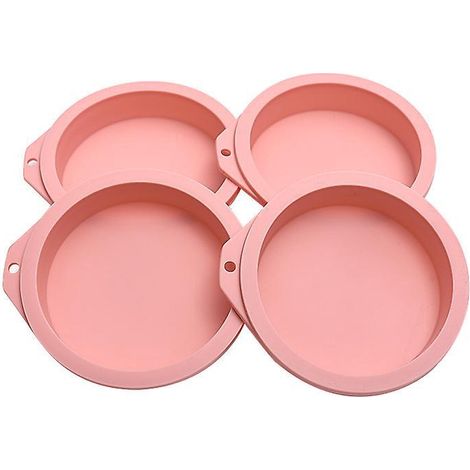 Runde Silikon-Kuchenformen, 4er-Set antihaftbeschichtete Silikon-Backformen für Kuchen, Muffins und Untersetzer aus Kunstharz