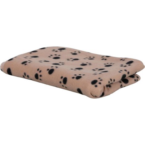 Couverture pour animaux de compagnie, beige, motif empreintes de pattes, 140 x 100 cm, convient aux chats et aux chiens, en laine douce. (1/4)