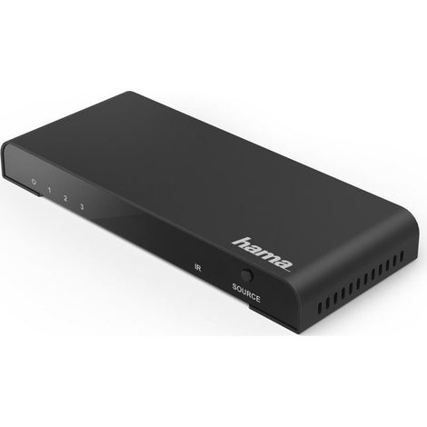 Hama Switch HDMI 3 porte con telecomando, connettori dorati, 4k, nero (1/5)