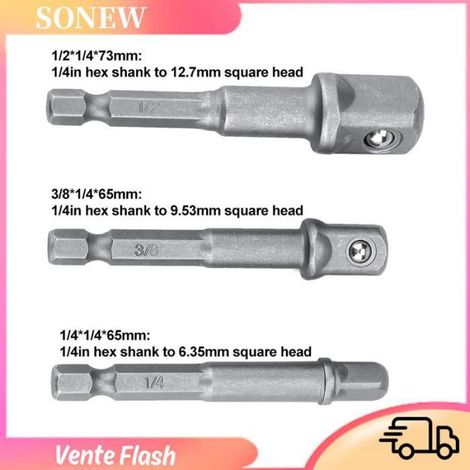 Sonew Adaptateur d'embout de douille Adaptateur de douille 3 pièces/ensemble, tige piscine artificiel Trois combinaisons longues (1/5)