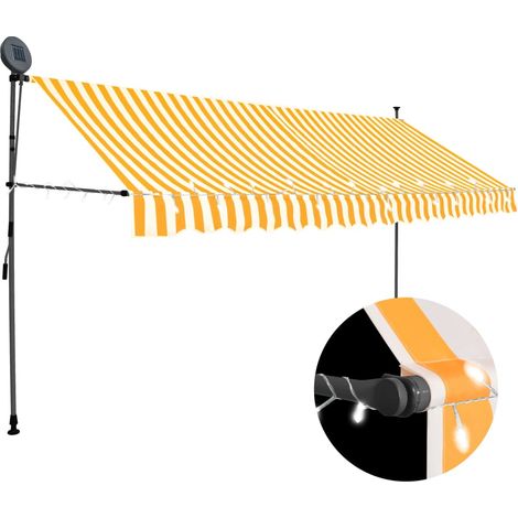 Auvent manuel rétractable Store banne Marquise avec LED 400 cm Blanc et orange NDTN4931579 (1/5)