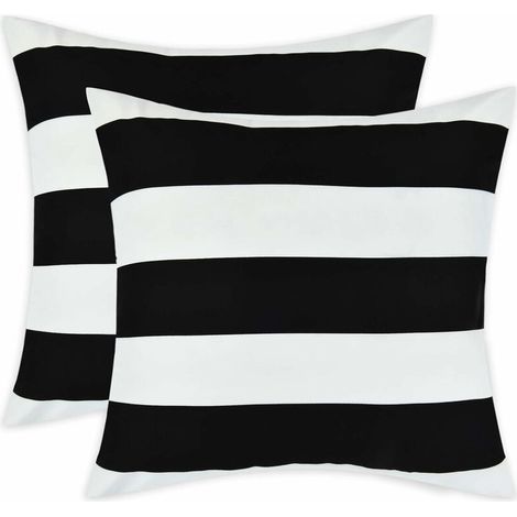 Set of 2 Square Stripe Decorative Cushion Covers Modern Farmhouse Cushion Cover with Concealed Zipper Home Decor for Living Room Patio Couch Chair 20 x 20, Black (1/5)