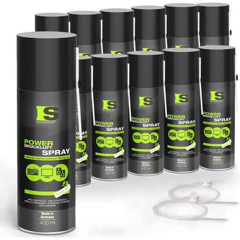 Spraytive 12x 400ml Power Druckluftspray - Air Duster, Druckluftreiniger, Luftdruckspray, Reinigungsspray (1/5)