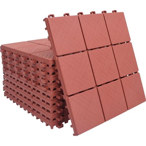 Vidaxl – Carreau de terrasse 10 pcs rouge 30,5 x 30,5 x 2,2 cm – Matériau polypropylène – Assemblage simple – Utilisation intérieure
